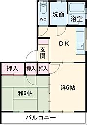 ホワイトレジデンス 103 1階2DKの間取り