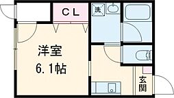 JR豊肥本線 光の森駅 徒歩21分の賃貸アパート 1階1Kの間取り