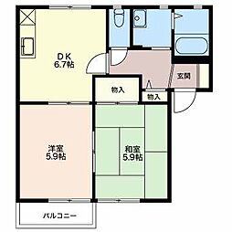 フォーレスＡＩ 2階2DKの間取り
