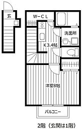 Ｔｏｕｔ　Ｌｅ　Ｍｏｎｄｅ　（トゥールモンド） 2階1Kの間取り