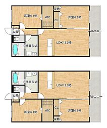 チェリーブロッサム久保原 3階2LDKの間取り