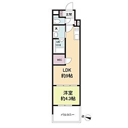 アーバイン比治山（旧：ヴィラ博丈比治山） 1406 14階1LDKの間取り