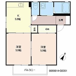 レガート外町G棟 2Kの間取図画像