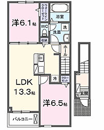 アイ・グレース　Ａ 2階2LDKの間取り