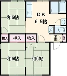 ハイツ相沢 2階3DKの間取り