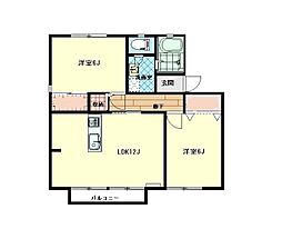 シェーンヴィラＢ 1階2LDKの間取り