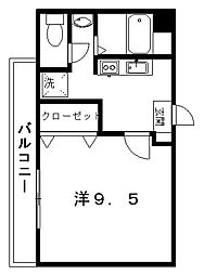 メゾンドレ―ヴナガオ 6階1Kの間取り