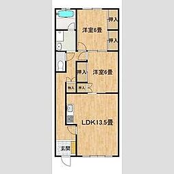 コトブキシティハイツ 1階2LDKの間取り