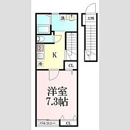 BAU若林 2階1Kの間取り