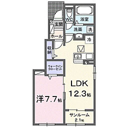 JADA House滝宮C 1LDKの間取図画像