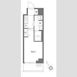 ケーディエックスレジデンス原木中山 1Kの間取図画像