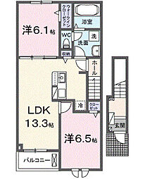 プレミアム26番館 2階2LDKの間取り