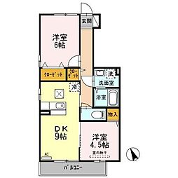 セジュールＡＩ　B棟 1階2DKの間取り