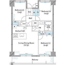 ホーリーフォート南平岸 1階3LDKの間取り