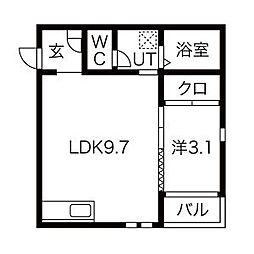 エステート西高蔵 1階1LDKの間取り