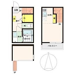 メルツ原町 1階ワンルームの間取り