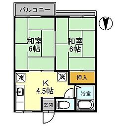 コーポ ロジュマン 2階2Kの間取り