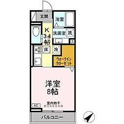 AXIS（C棟） 1階1Kの間取り