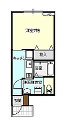 アバンティ京田A棟 1Kの間取図画像