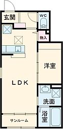 ベルコート　Ｓ 2階1LDKの間取り