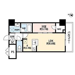 パークソレイユ弐番館 1LDKの間取図画像