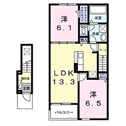 ベリッシマ　II 2階2LDKの間取り