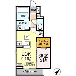 コーポTMT 1階1LDKの間取り
