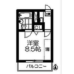 サンポート・6 2階1Kの間取り