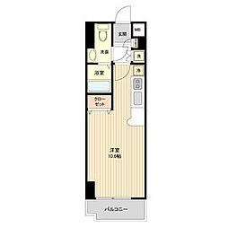 レジディア仙台本町 3階ワンルームの間取り