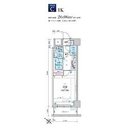 JR京浜東北・根岸線 西川口駅 徒歩4分の賃貸マンション 3階1Kの間取り