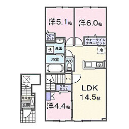 ソレイユ グラス B 3LDKの間取図画像
