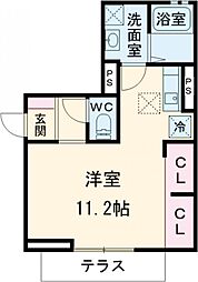 スタブリテラス桑名 2階1Kの間取り