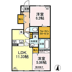 ロイヤル・アプローズ 1階2LDKの間取り