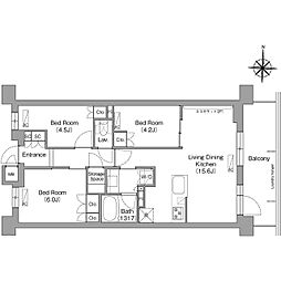 西武拝島線 小川駅 徒歩10分の賃貸マンション 2階3LDKの間取り