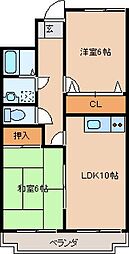 アイックス今泉 1階2LDKの間取り