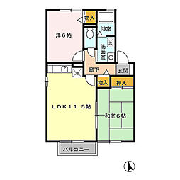 ミキハウスB 2LDKの間取図画像