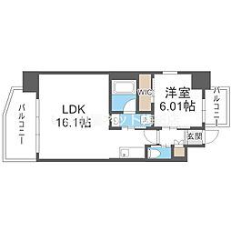 プレジオ梅田 1LDKの間取図画像