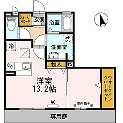 グラン・ボヌール 1階ワンルームの間取り