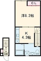 ラニモアナ高梨 2階1DKの間取り