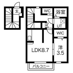 ララ・ポート 2階1LDKの間取り