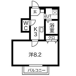 エルタスコート中江 1階1Kの間取り