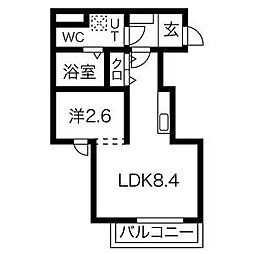 メリディアン北仙台 1LDKの間取図画像