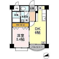 シェナンド土樋 5階1DKの間取り