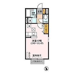 ヴィラパーチェ ワンルームの間取図画像