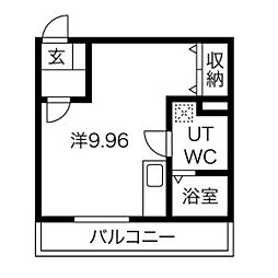 メリディアン鶴ケ谷 2階ワンルームの間取り