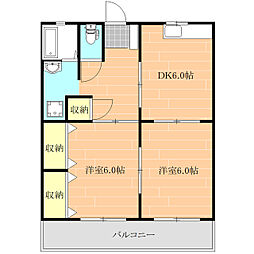 Do城南B棟 1階2DKの間取り
