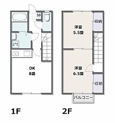 アピネス 1階2LDKの間取り