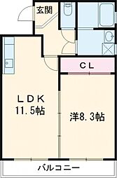 緑川マンション 4階1LDKの間取り