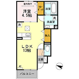 ジュネス　アビタシオン 1階1LDKの間取り