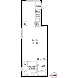 アンベリール御徒町 4階ワンルームの間取り